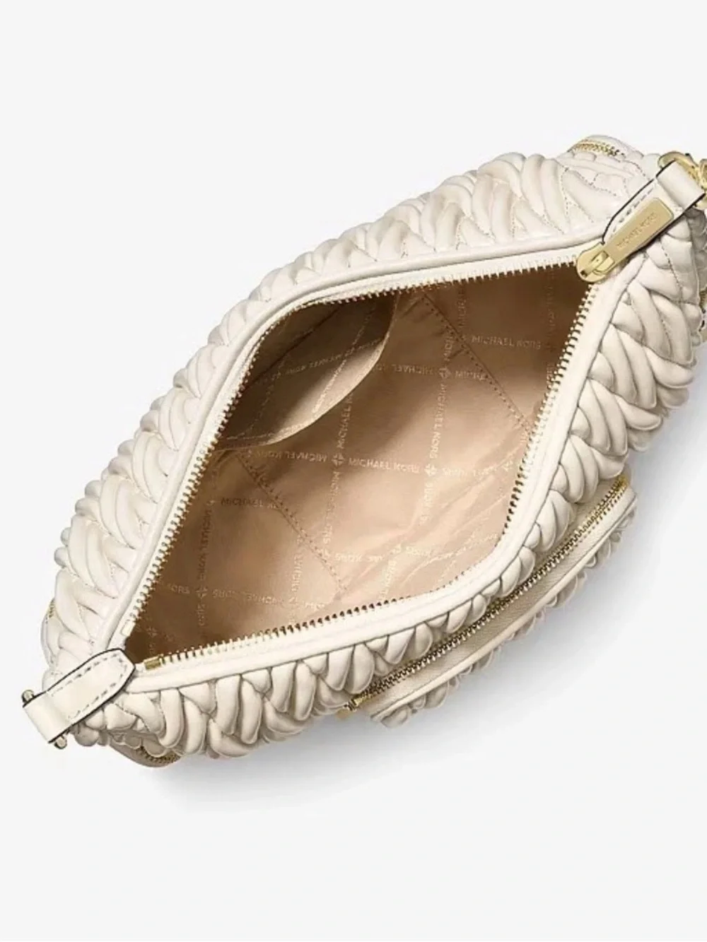 Michael Kors Merritt Matelassé Convertible Crossbody Bag - Light Cream